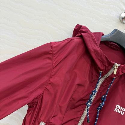 Miu 26s Hooded Jacket Red Polyamide 346203