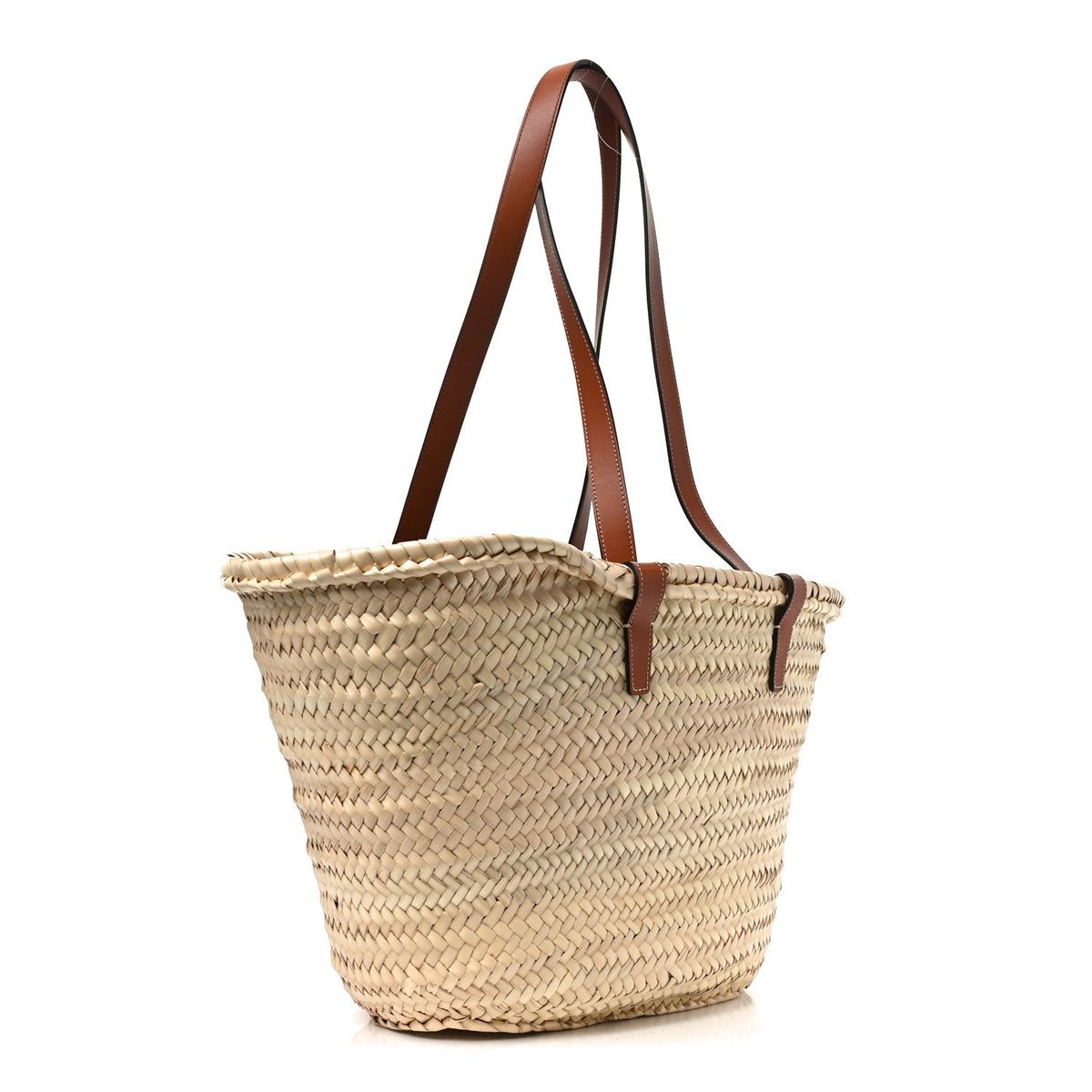 Raffia Calfskin Triomphe Medium Panier Tan