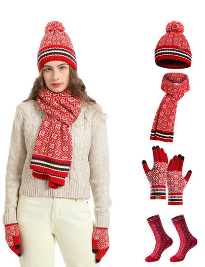 Christmas Winter Warm Knit Beanie Scarf Set