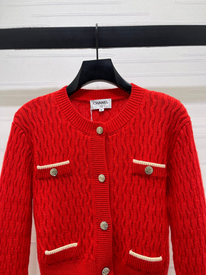 Chanel 2026 Knitted Cardigan Red Wool Cashmere 340962