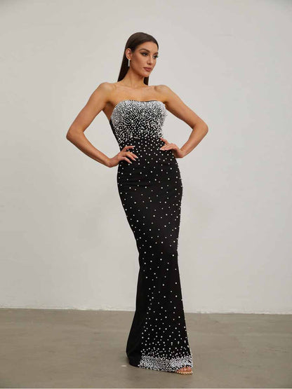 Georgia Sexy Strapless Bubble Bead Maxi Dress