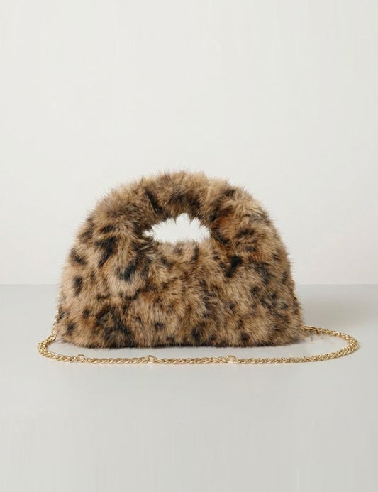 Solid Color Soft Fluffy Fur Tote Handbag
