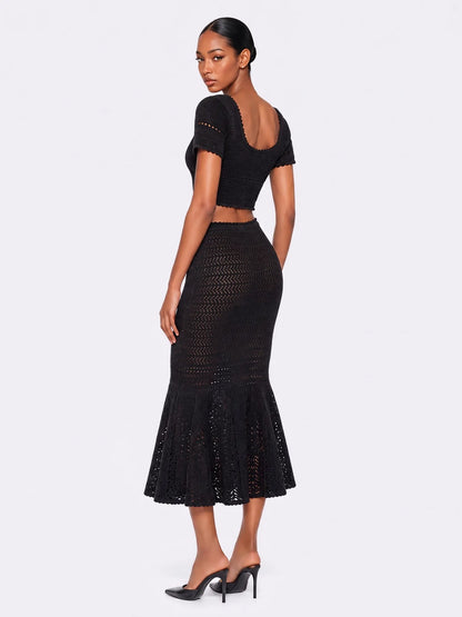 Lucy Cutout Short-Sleeve Knit Midi Skirt Set