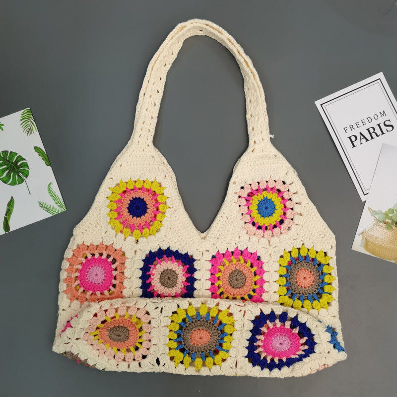 Crochet Granny Square Bag National Wind Hand Hook Bag