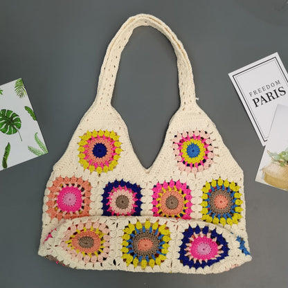 Crochet Granny Square Bag National Wind Hand Hook Bag