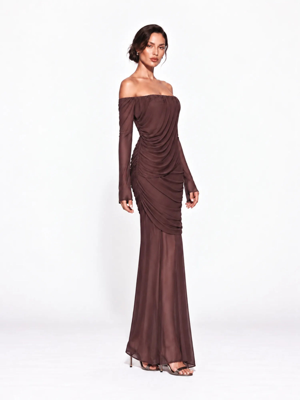 Rosalinda Off-Shoulder Pleated Maxi Dress