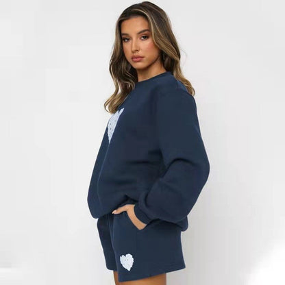 Casual Loose Round Neck Shorts Suit