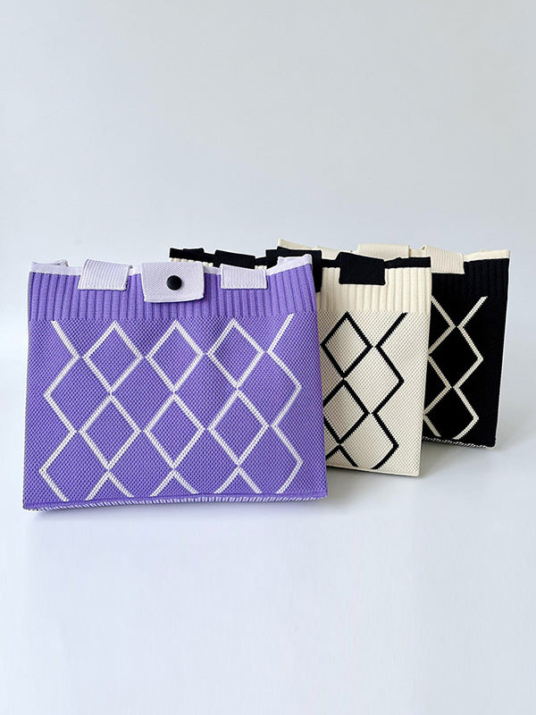 Plaid Pleated Woven Bags Handbags