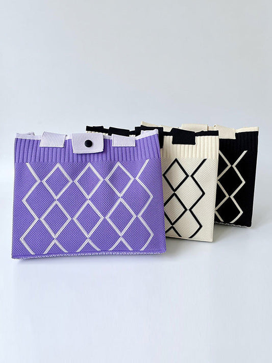 Plaid Pleated Woven Bags Handbags