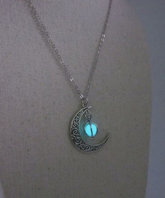Unique Stainless Steel Moon Chain Luminous Lariat Necklace