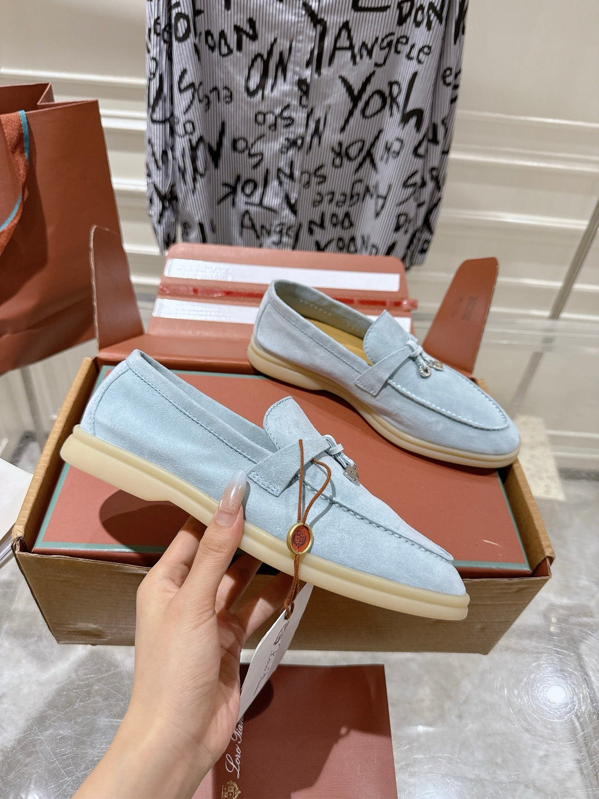 LP Summer Charms Walk Loafers Light Blue Suede 565862