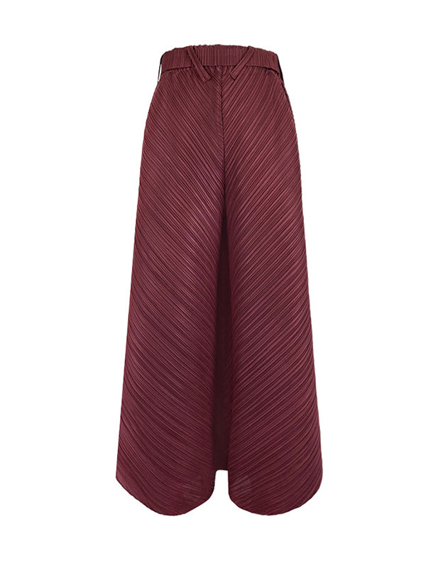 Wide Leg Loose Drawstring Pleated Tiered Casual Pants Bottoms