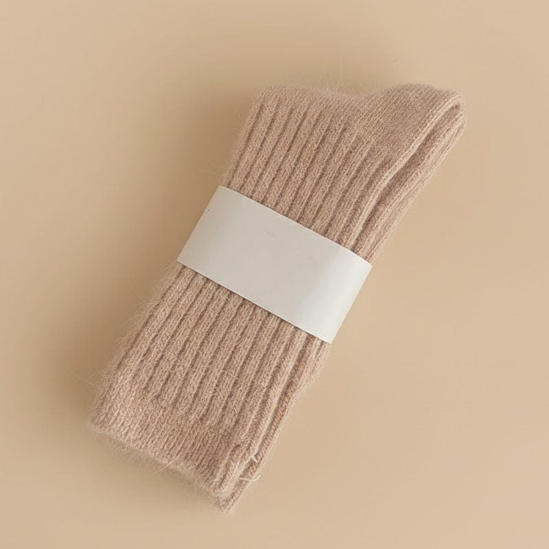 Solid Color Striped Warm Soft Crew Socks
