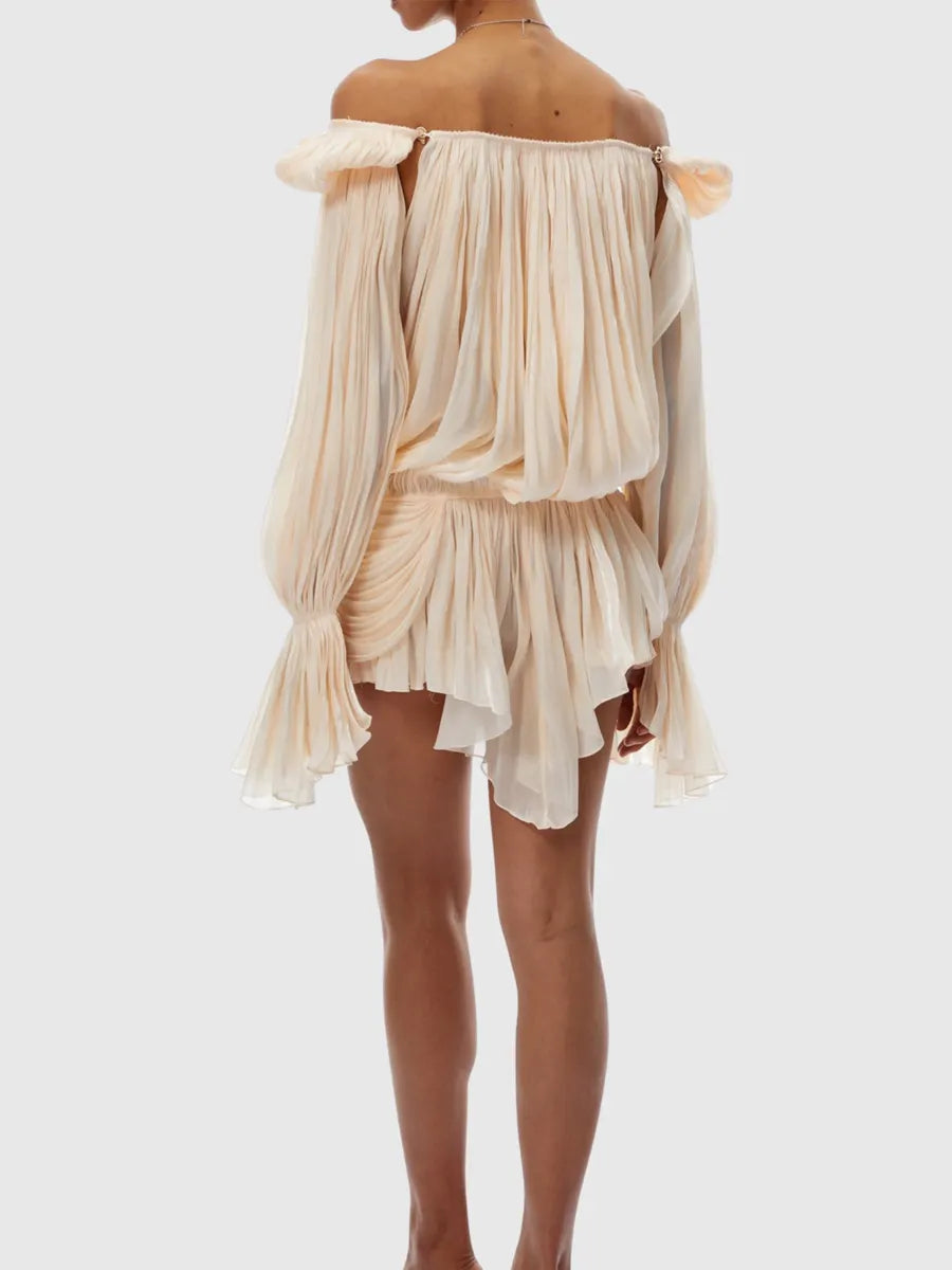 Clarissa Pleated Ruffle Mini Dress