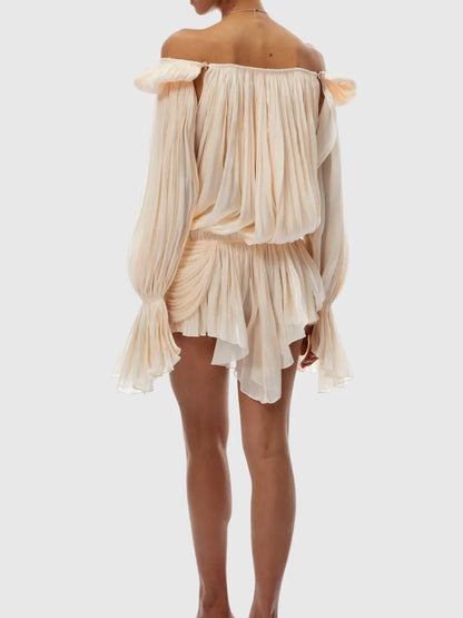 Clarissa Pleated Ruffle Mini Dress