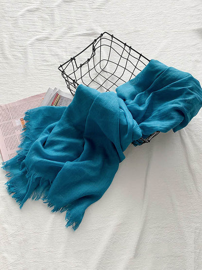 Casual Simple Ramie Cotton 14 Colors Scarf