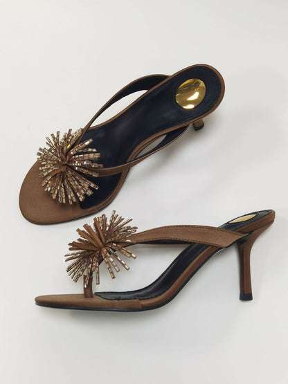 Katherine Rhinestone Floral Crystal Stiletto Sandals