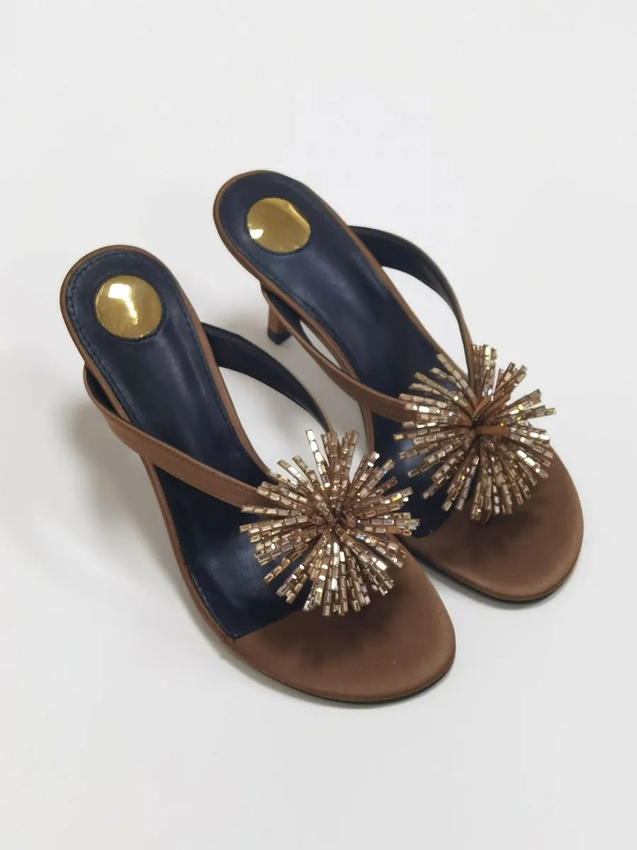 Katherine Rhinestone Floral Crystal Stiletto Sandals