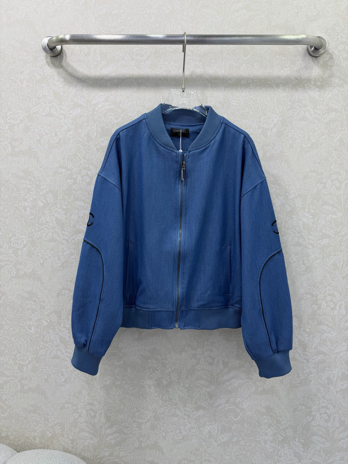 CC 26s Ribbed Collar and Stripe Jacket Blue Denim 353034