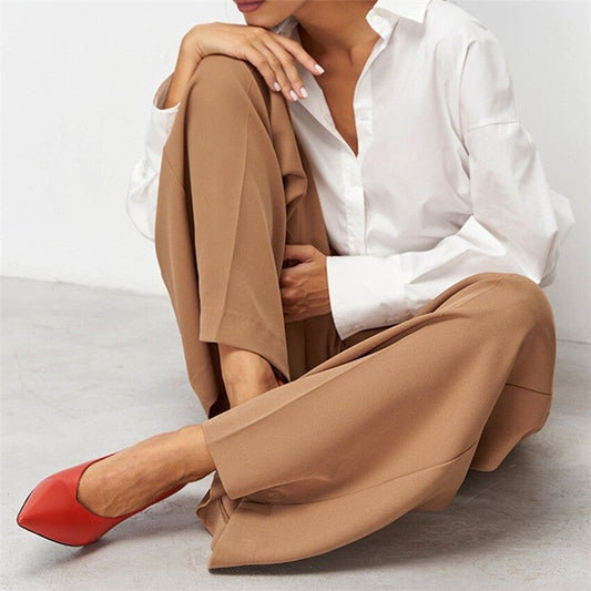 Relaxed Fit High Waist Wide Leg Palazzo Pants