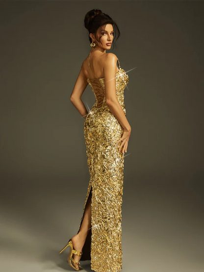 Christabel Maxi Dress In Gold