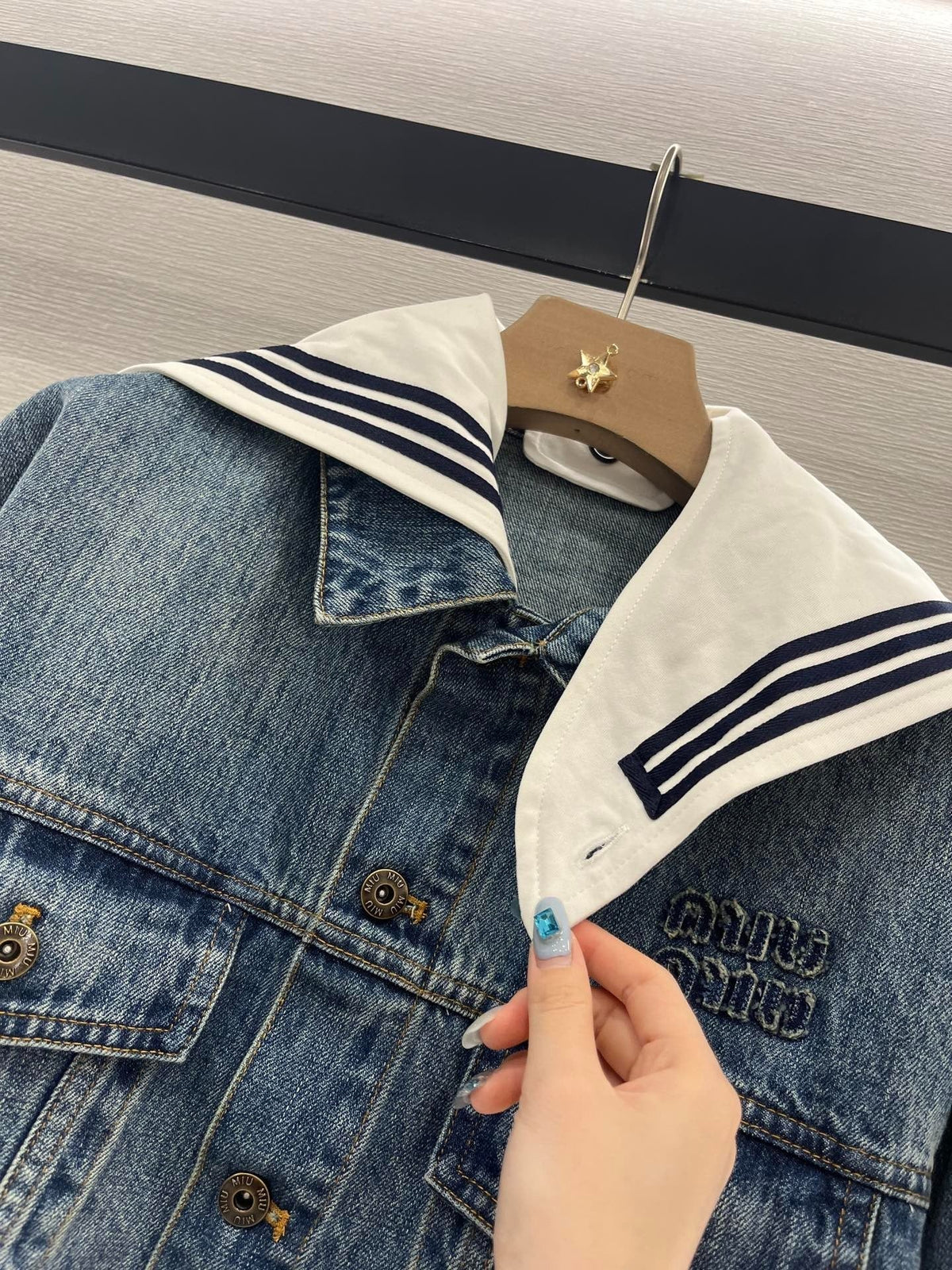 MIUMIU DENIM JACKET AND SKIRT SET 274644