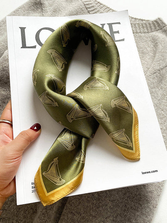 Urban Ink Green Mulberry Silk Square Scarf