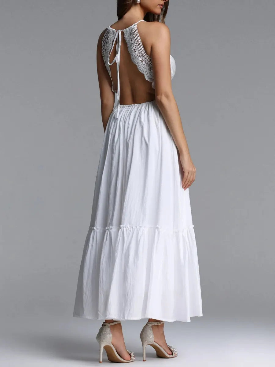 Aurora Crochet-Waist Tiered Cotton Maxi Dress