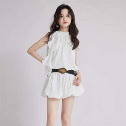 White Halter Neck Dress