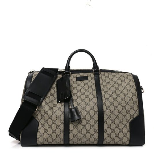 GG Supreme Monogram Selleria Calfskin Medium Duffle Beige Ebony Black