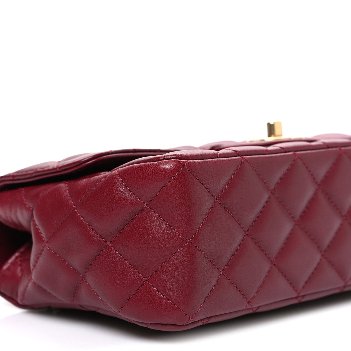 Lambskin Quilted Medium Metal Top Handle Rectangular Flap Burgundy