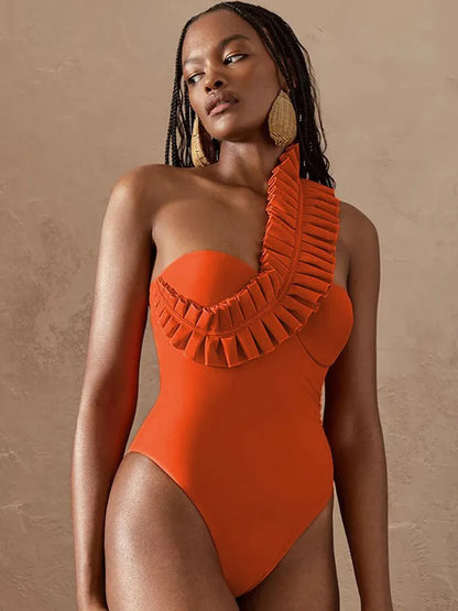 Talia Ruffled Pleated Swimsuit Set