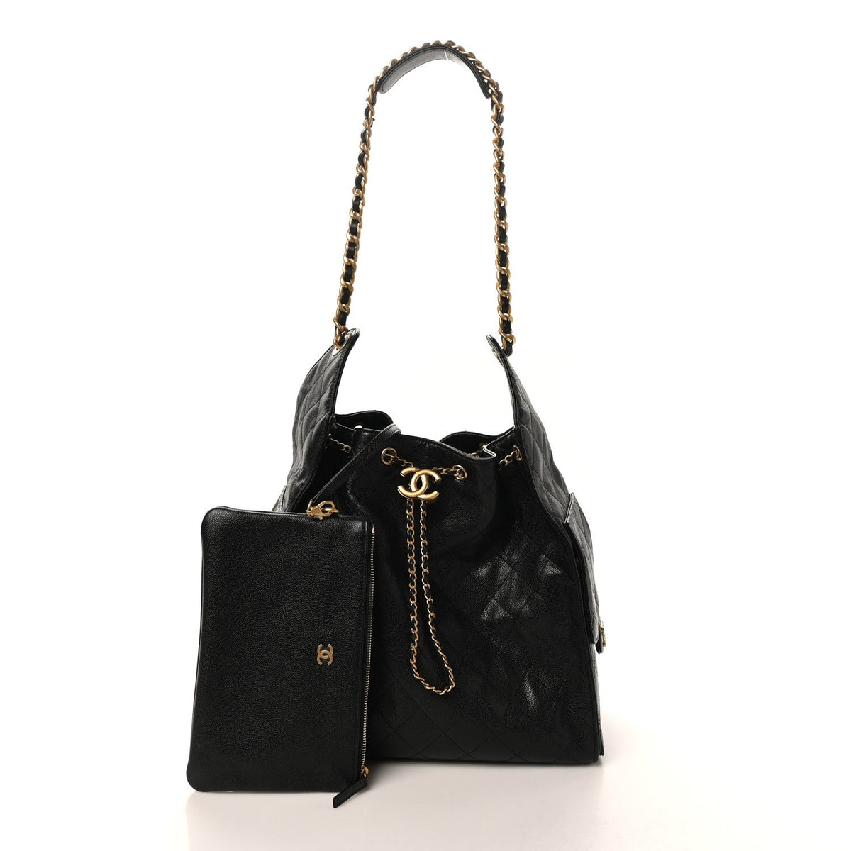 Caviar Quilted Medium Chanel 25 Handbag Black