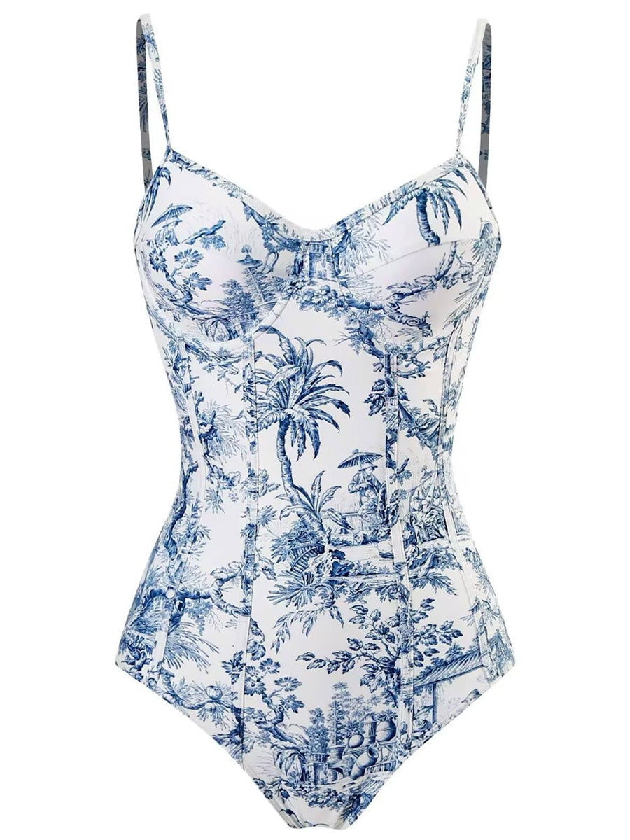 Isla Retro-Print Swimsuit Set