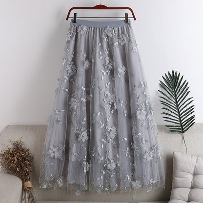 High Waist Slimming Double Layer Mesh Skirt