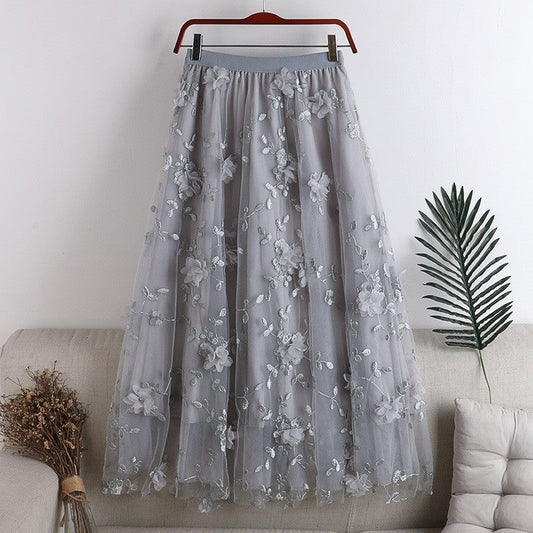 High Waist Slimming Double Layer Mesh Skirt