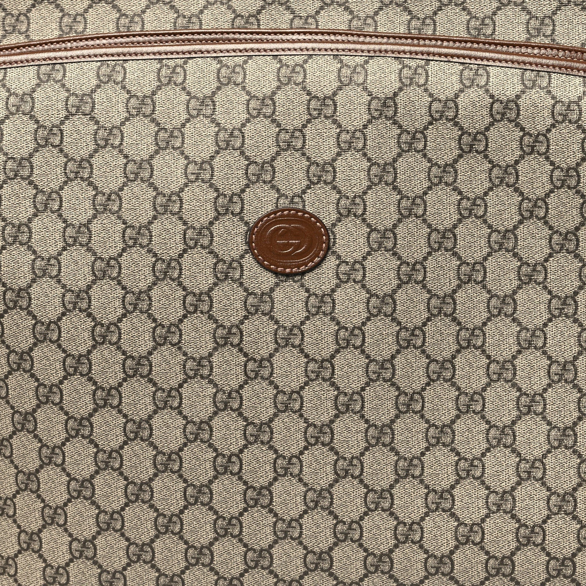 GG Supreme Monogram Azalea Calfskin Retro Interlocking G Hanger Garment Bag Beige Ebony Brown Sugar