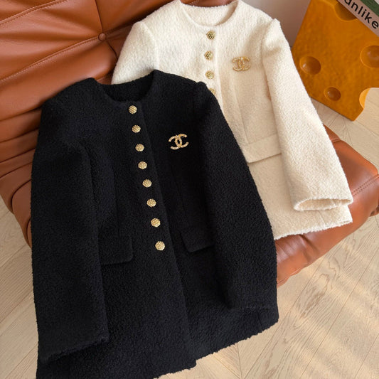 Chanel 2025 New High-end Winter Black Coat Curly Wool Fabric 328769