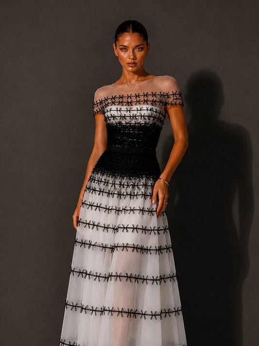 Everly Mesh-Paneled Off-the-Shoulder Maxi Dress