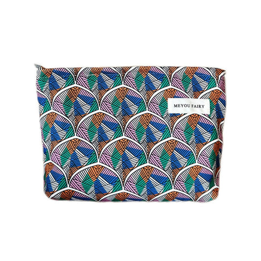 Cosbai - Colorful Fan-Print Makeup Bag - Practical &amp; Basic