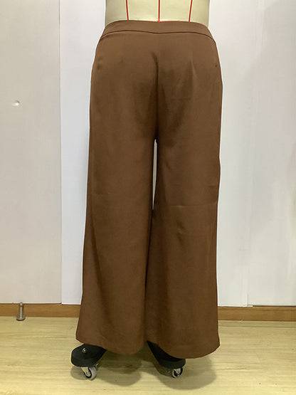 Wide Leg Solid Color Casual Pants Bottoms Trousers