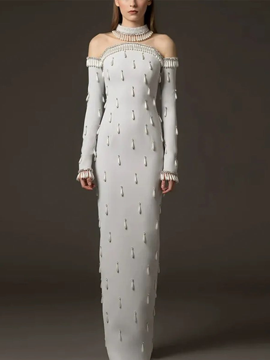 Beatrice Maxi Dress In Sliver