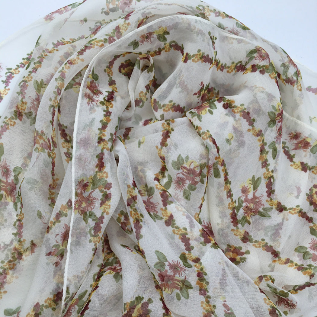 Scarvii - Vines Flower Print Scarf - Cool &amp; Soft