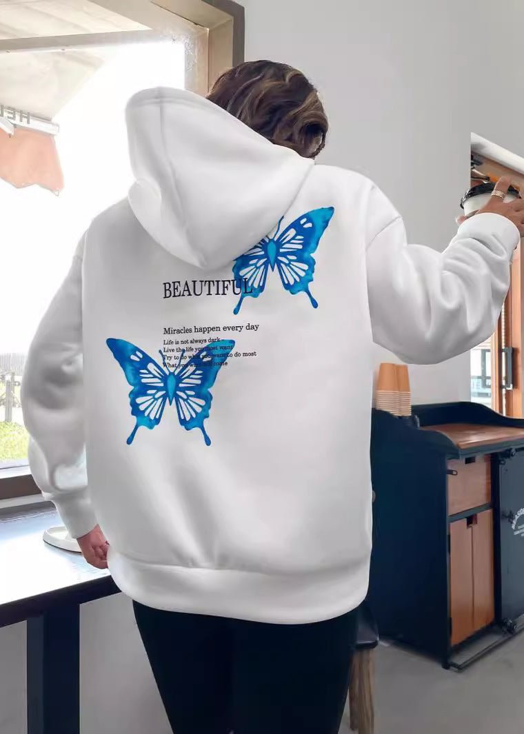 Graphic Hoodie Soft Fabric Butterfly Print