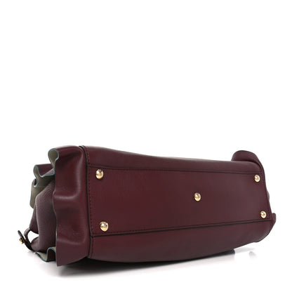 Vitello Seta Waves Bi-Color Medium Peekaboo Iconic Satchel Bordeaux Latte