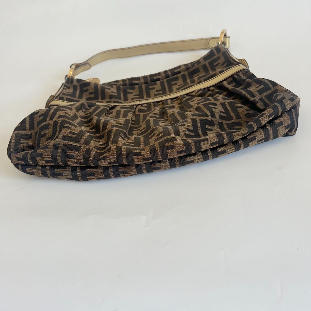 Fendi Zucca Chef Hobo with gold leather trim