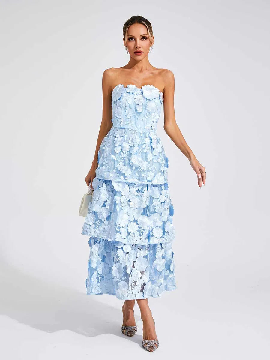 Antonella Flower Off Shoulder Maxi Dress