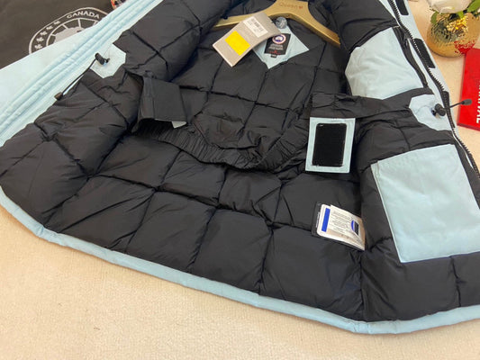Canada Goose Children Jacket Wolf Fur Light Blue Polyester Cotton
