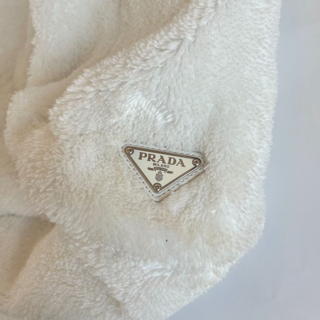Prada logo-print terry-cloth tote bag