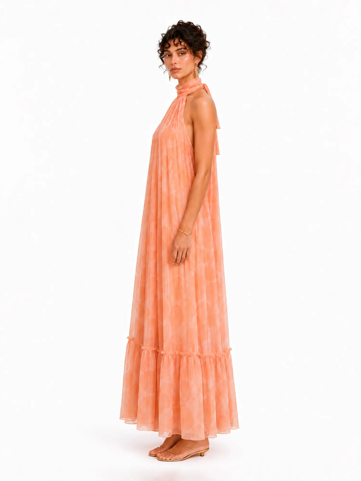 Aurora Printed Halter-Neck Backless Maxi Dress
